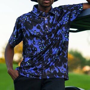 NEW Bad Birdie Nocturnal By Nature Print Golf Polo